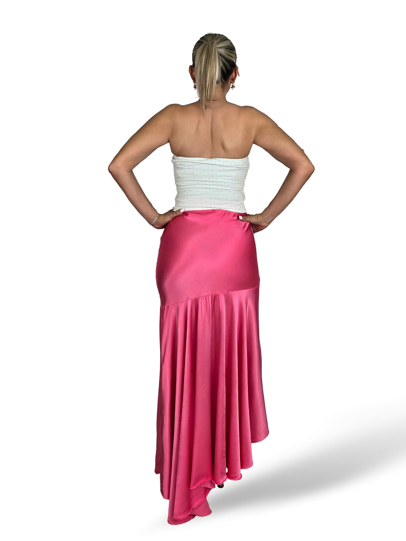 FALDA VESTIDO ASIMETRICO SATINADA