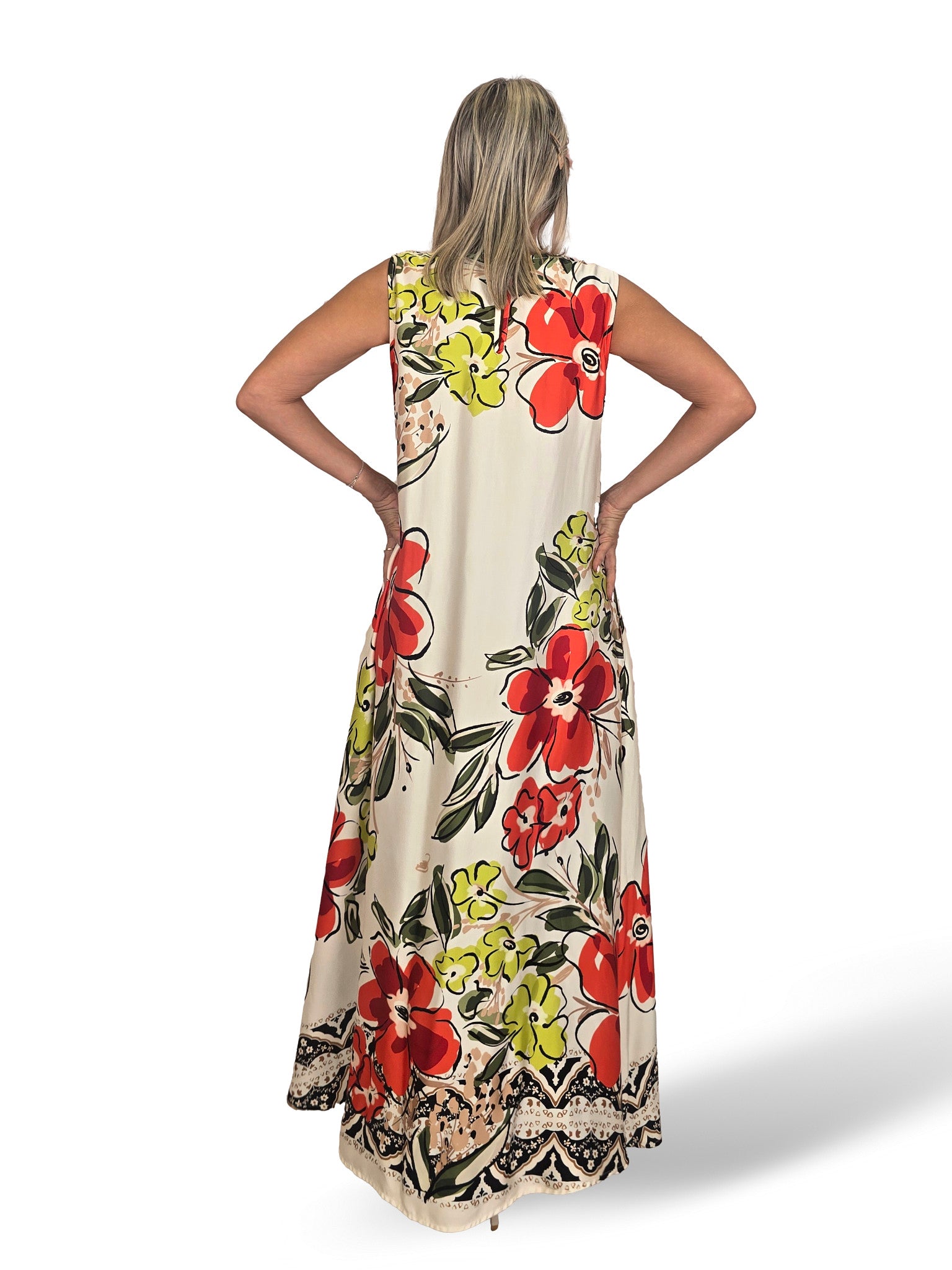 VESTIDO SATEN FLORES JOT