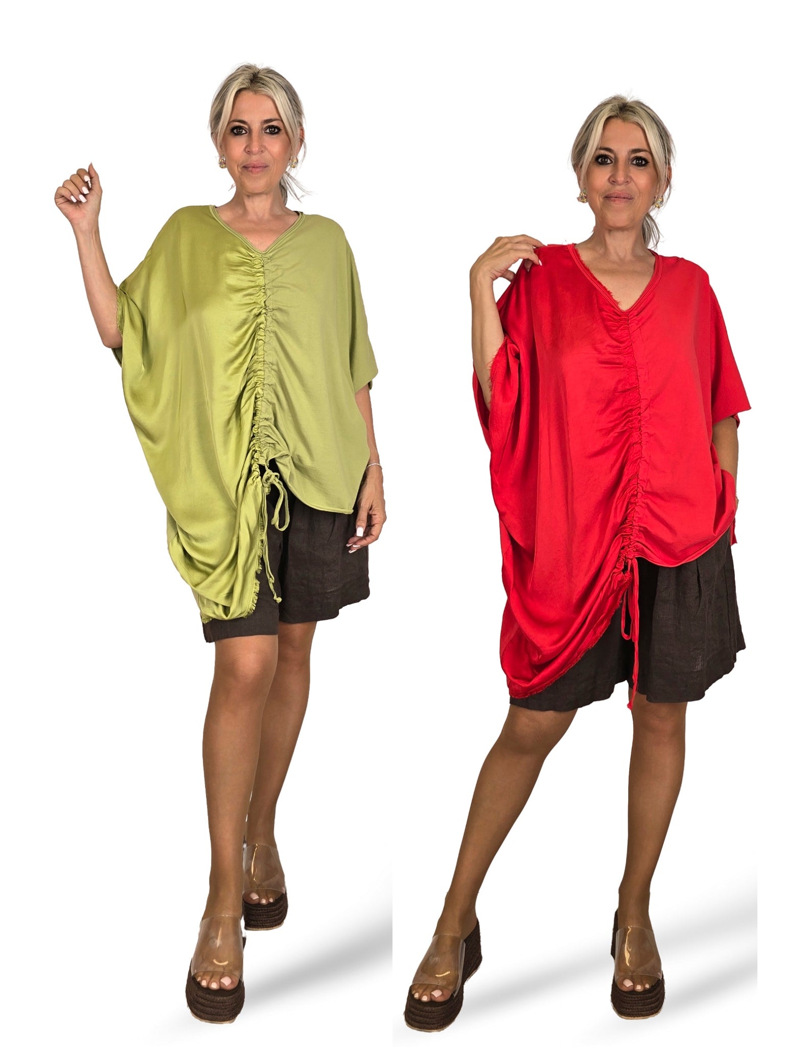MAXI CAMISETA COMBINADA FRUNCIDA JOT