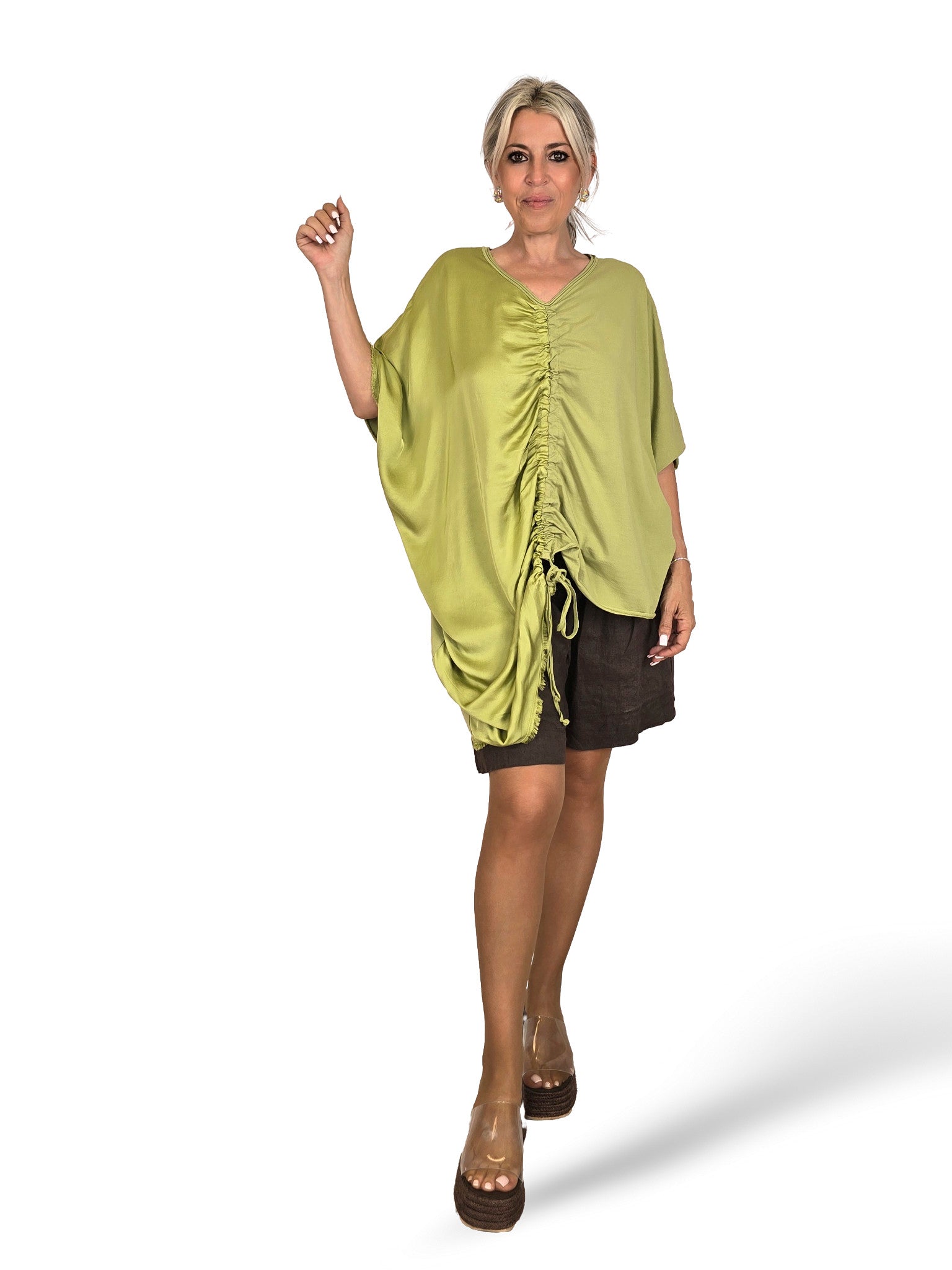 MAXI CAMISETA COMBINADA FRUNCIDA JOT