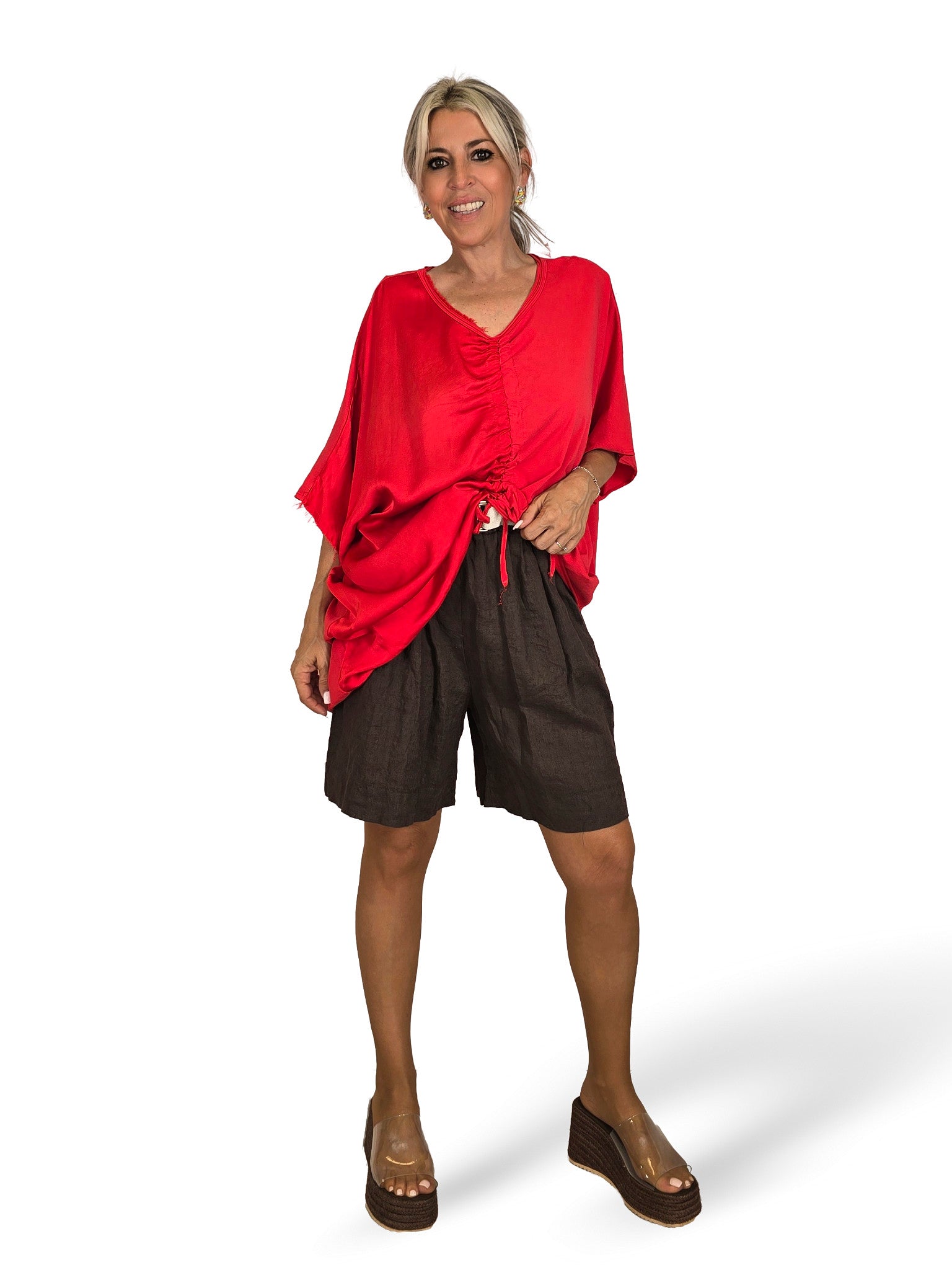 MAXI CAMISETA COMBINADA FRUNCIDA JOT