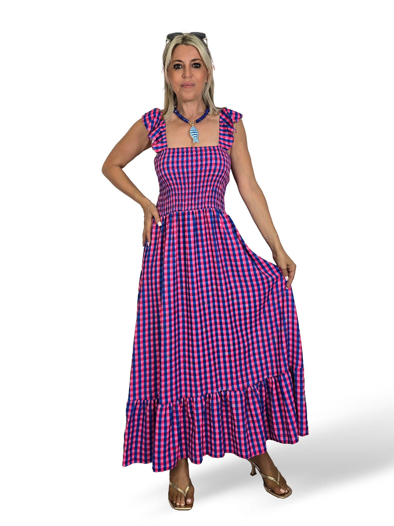 VESTIDO VICHY NIDO DE ABEJA