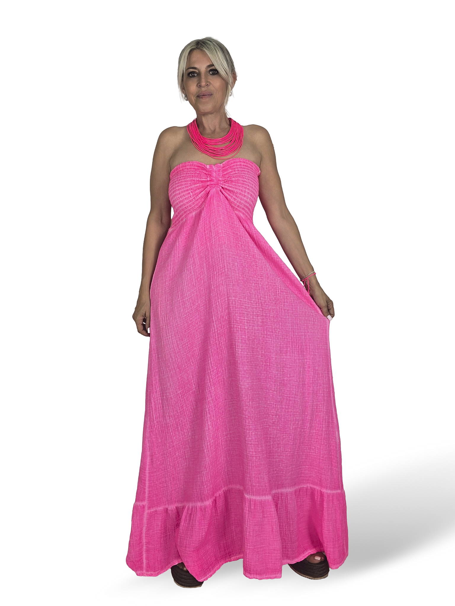 VESTIDO BAMBULA NIDO ABEJA ALGODON LAVADO FLUOR