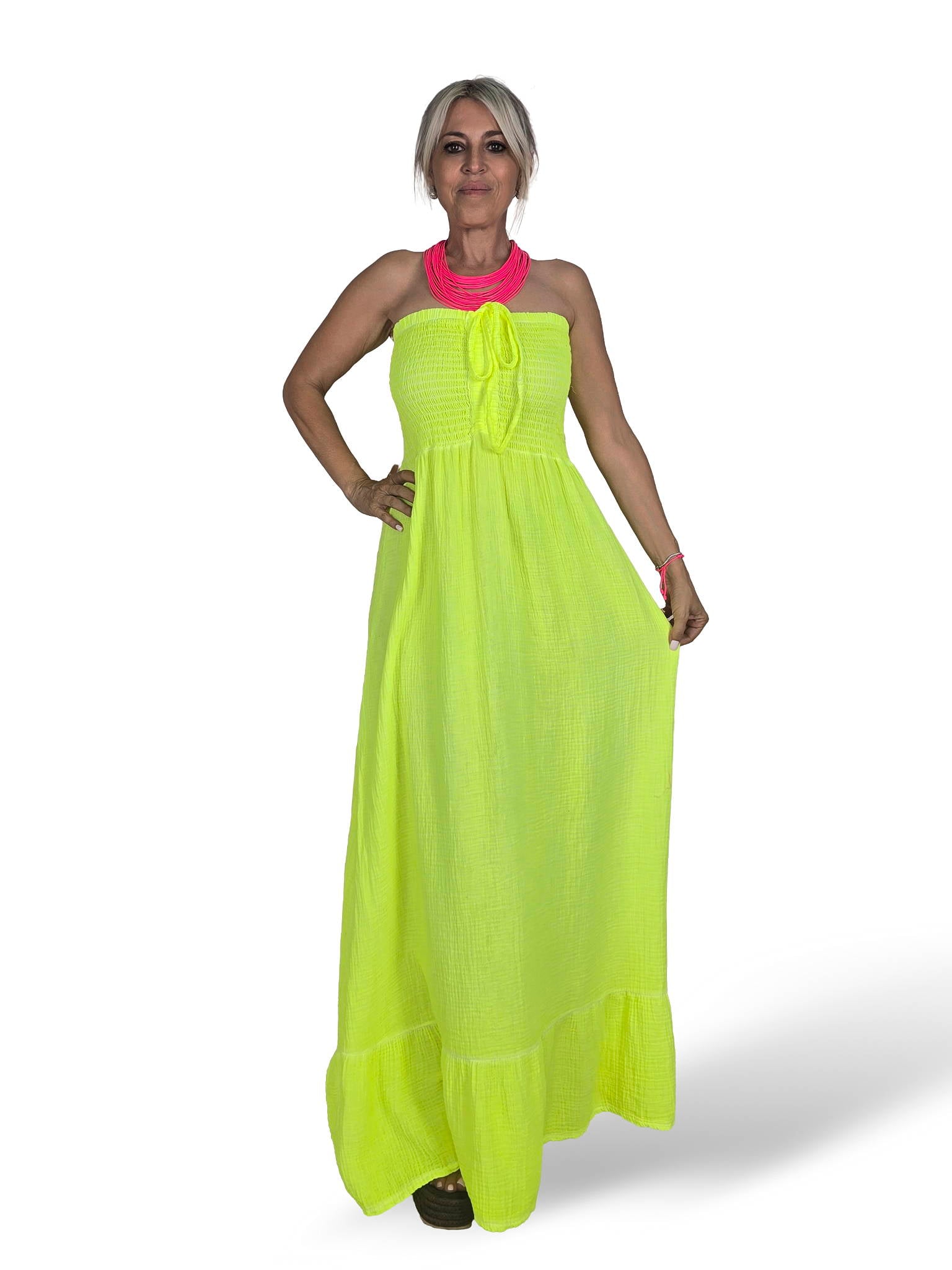 VESTIDO BAMBULA NIDO ABEJA ALGODON LAVADO FLUOR