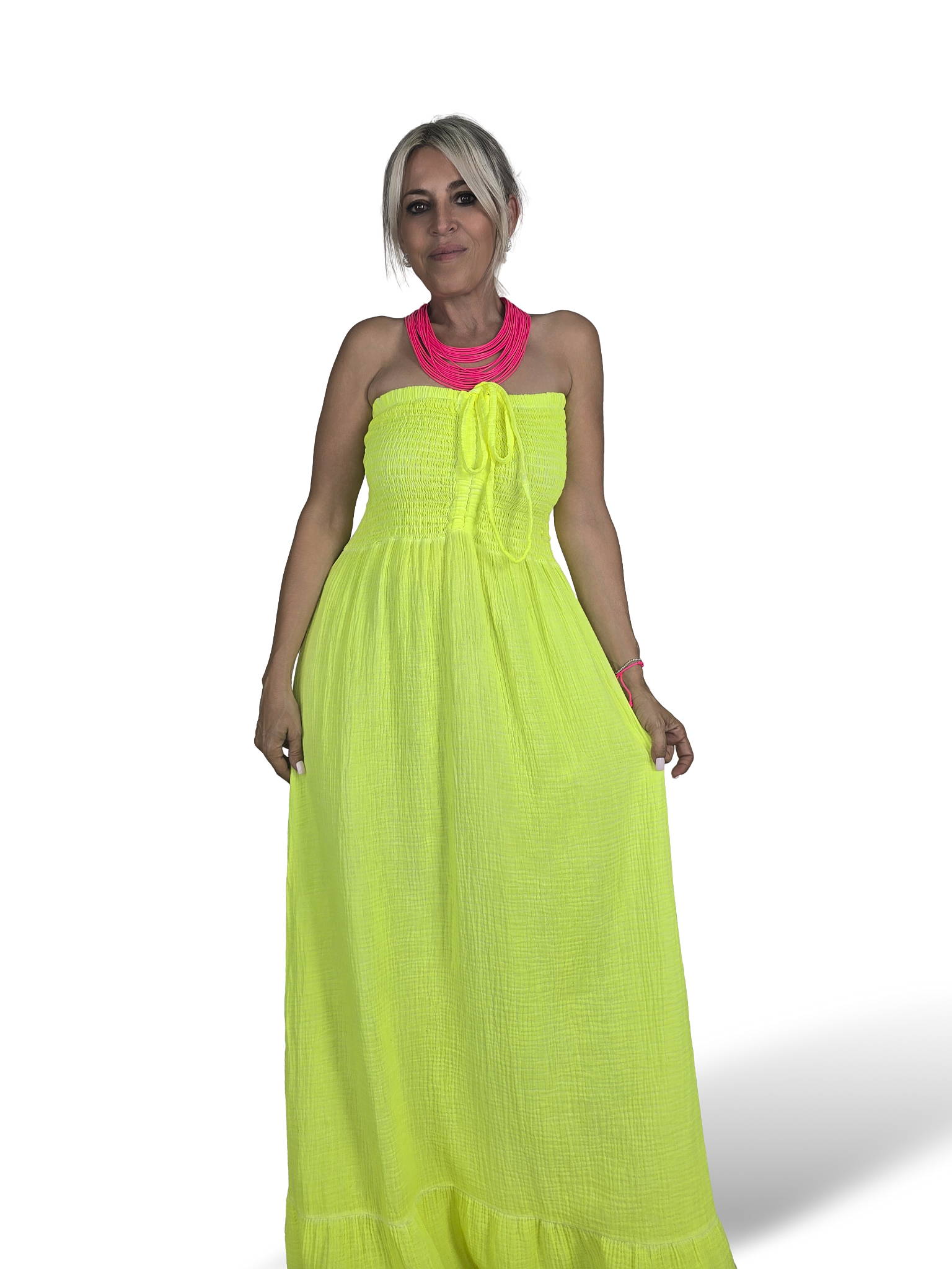 VESTIDO BAMBULA NIDO ABEJA ALGODON LAVADO FLUOR
