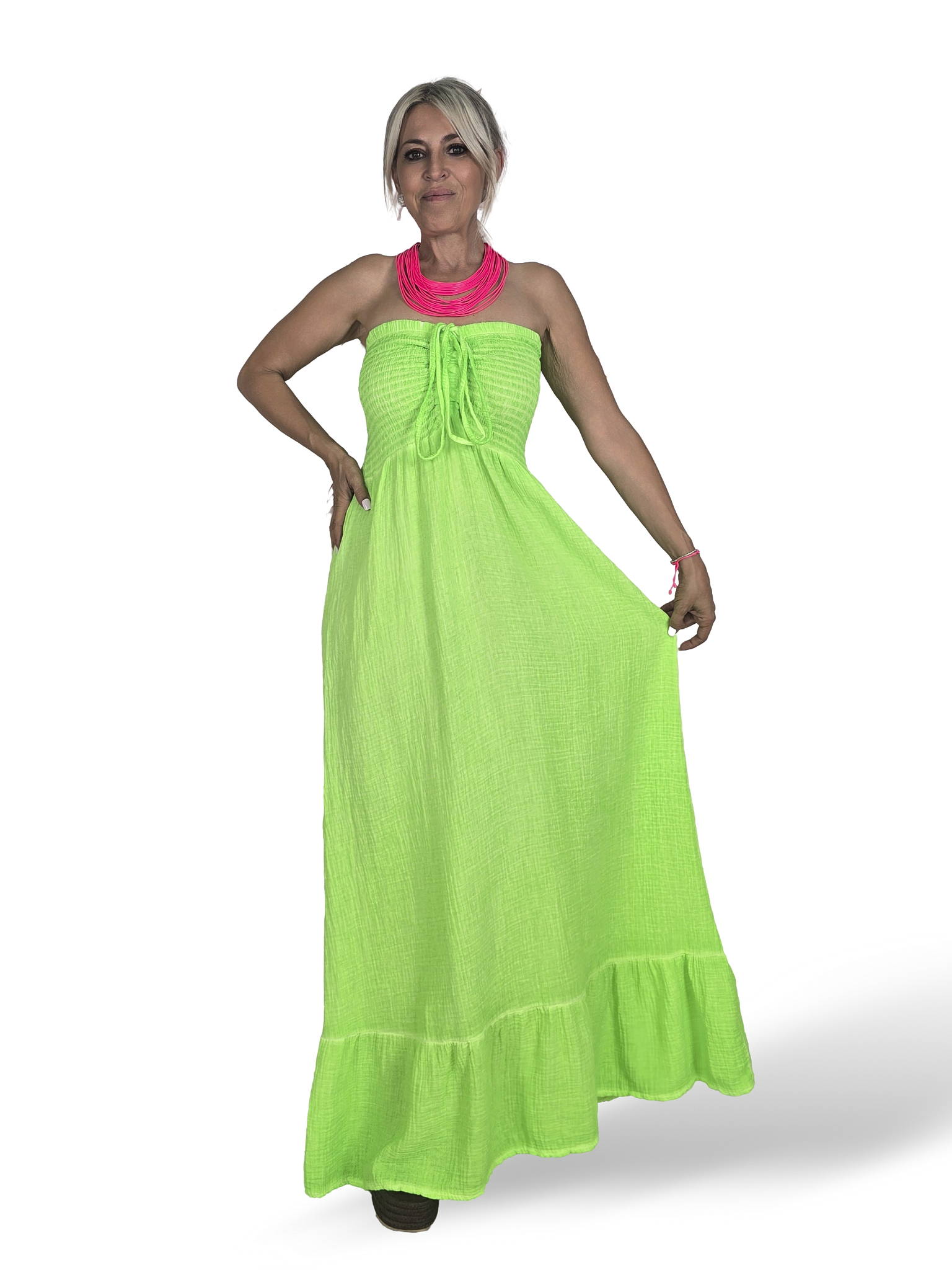 VESTIDO BAMBULA NIDO ABEJA ALGODON LAVADO FLUOR