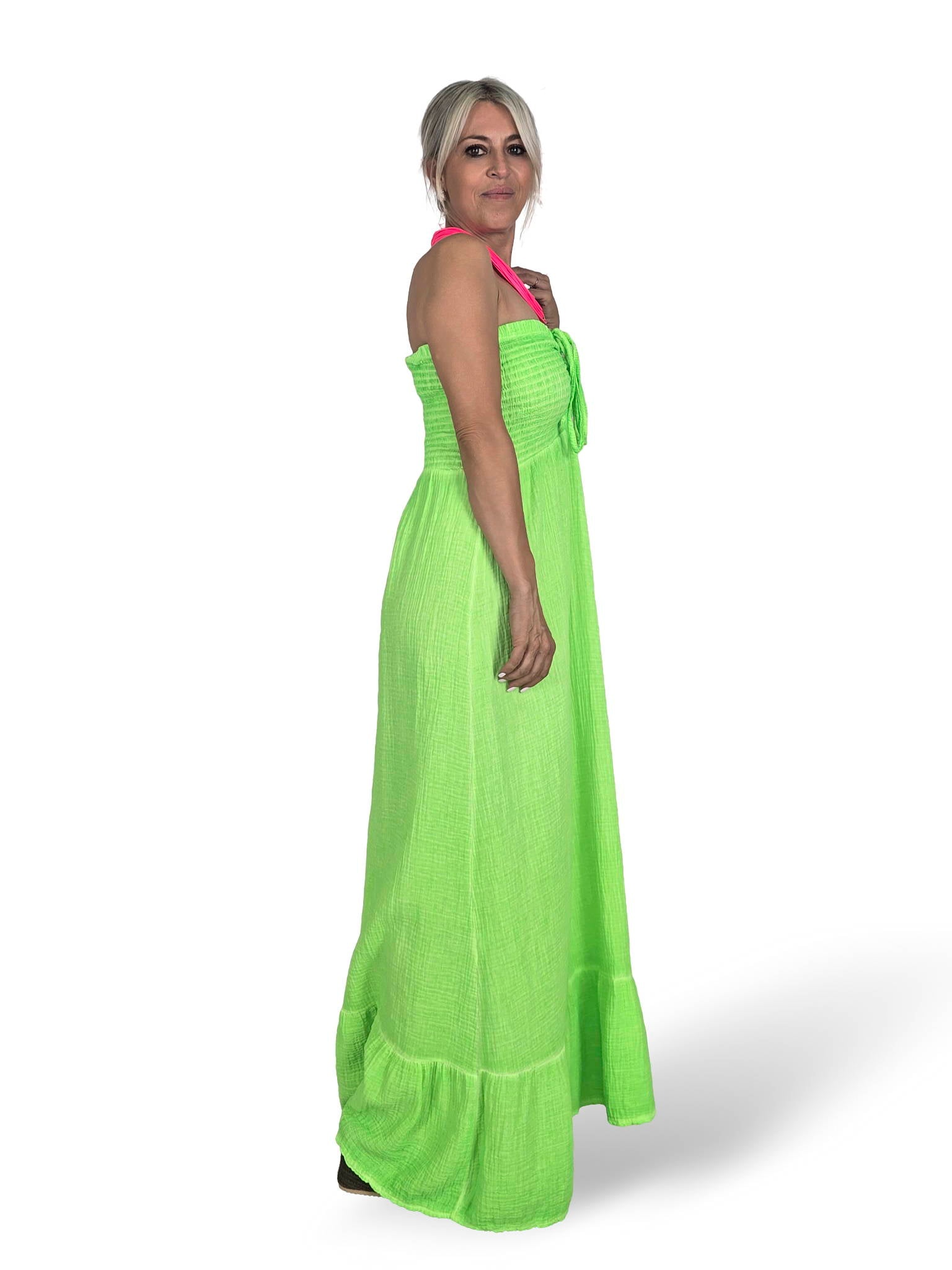 VESTIDO BAMBULA NIDO ABEJA ALGODON LAVADO FLUOR