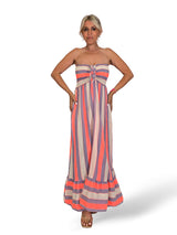 VESTIDO DE LINHO COM LISTRAS NEON