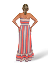 VESTIDO DE LINHO COM LISTRAS NEON
