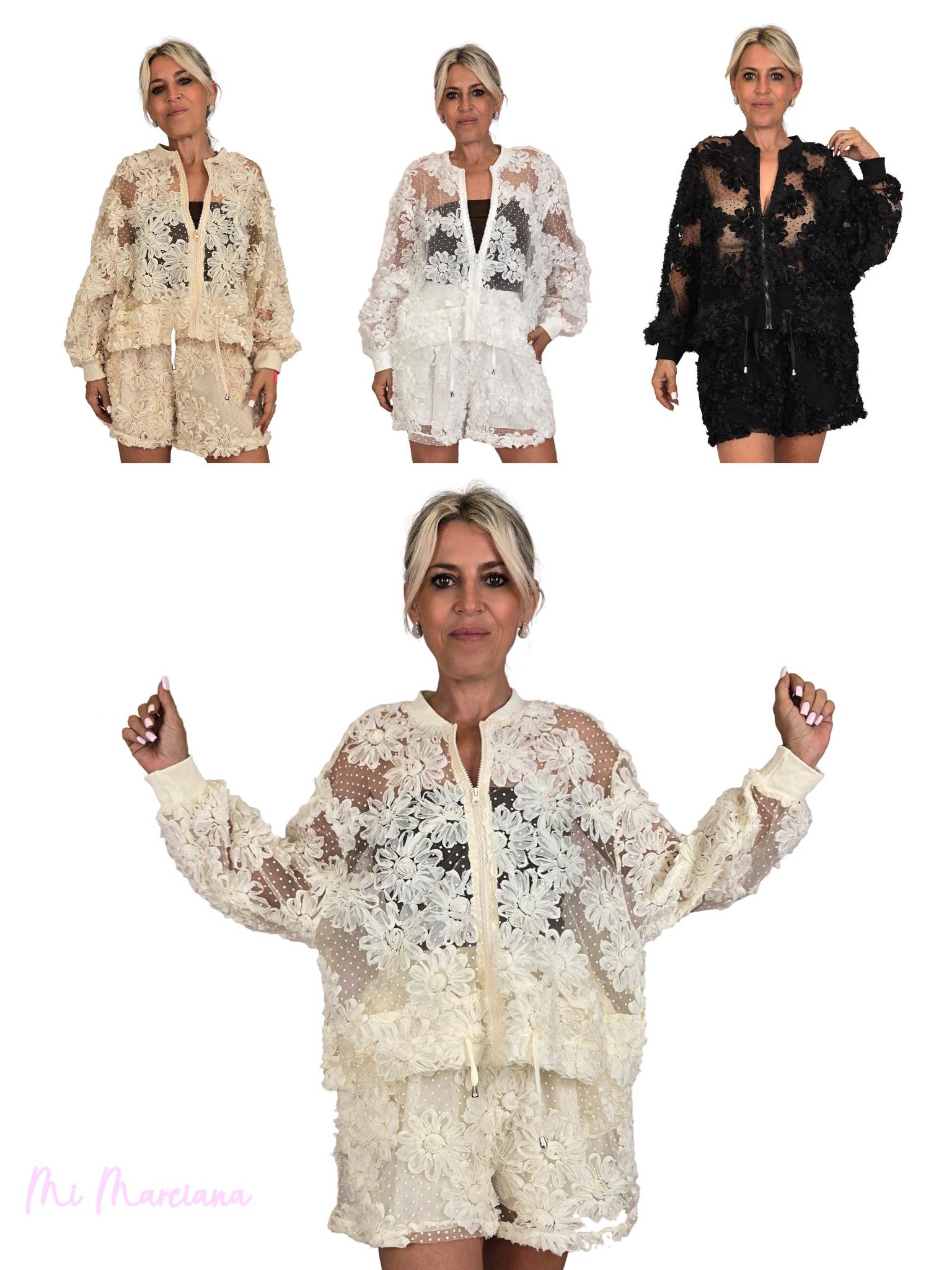 BOMBER FLORES 3D TUL PLUMETI