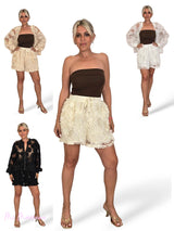SHORT FLORES 3D TUL PLUMETI