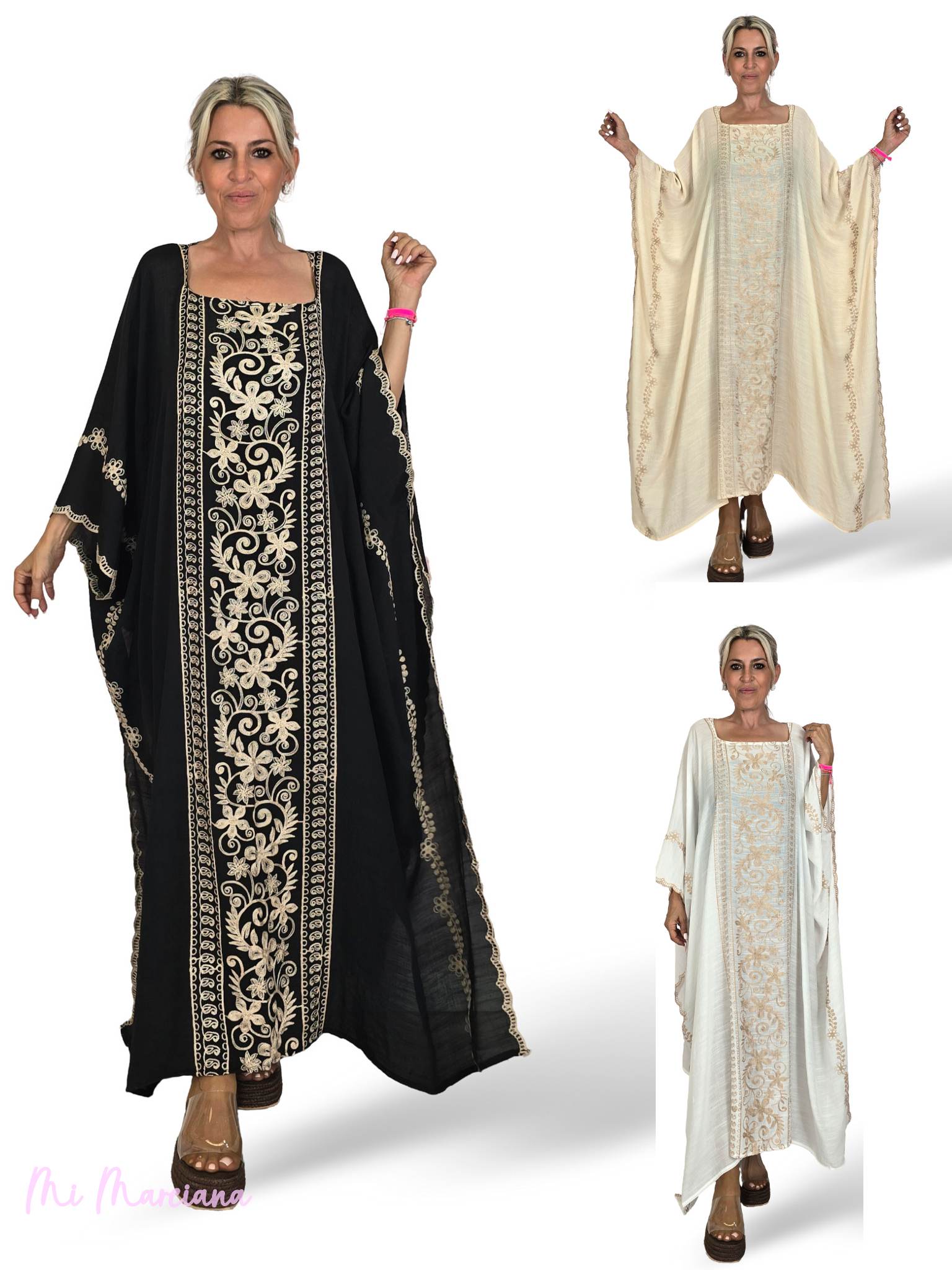 PONCHO KAFTAN LARGO BORDADO