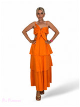 VESTIDO LONGO FLORAL COM FOLHO JOT
