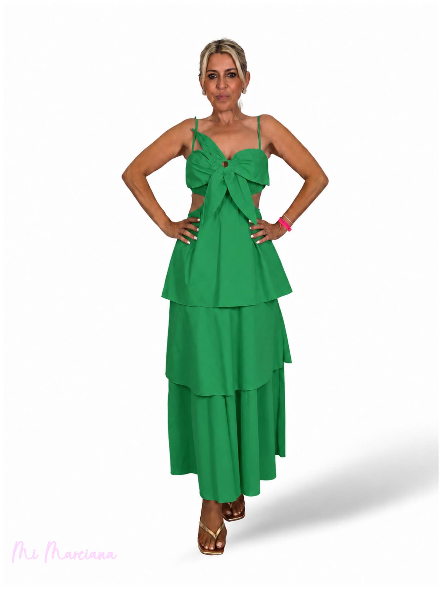 VESTIDO LONGO FLORAL COM FOLHO JOT