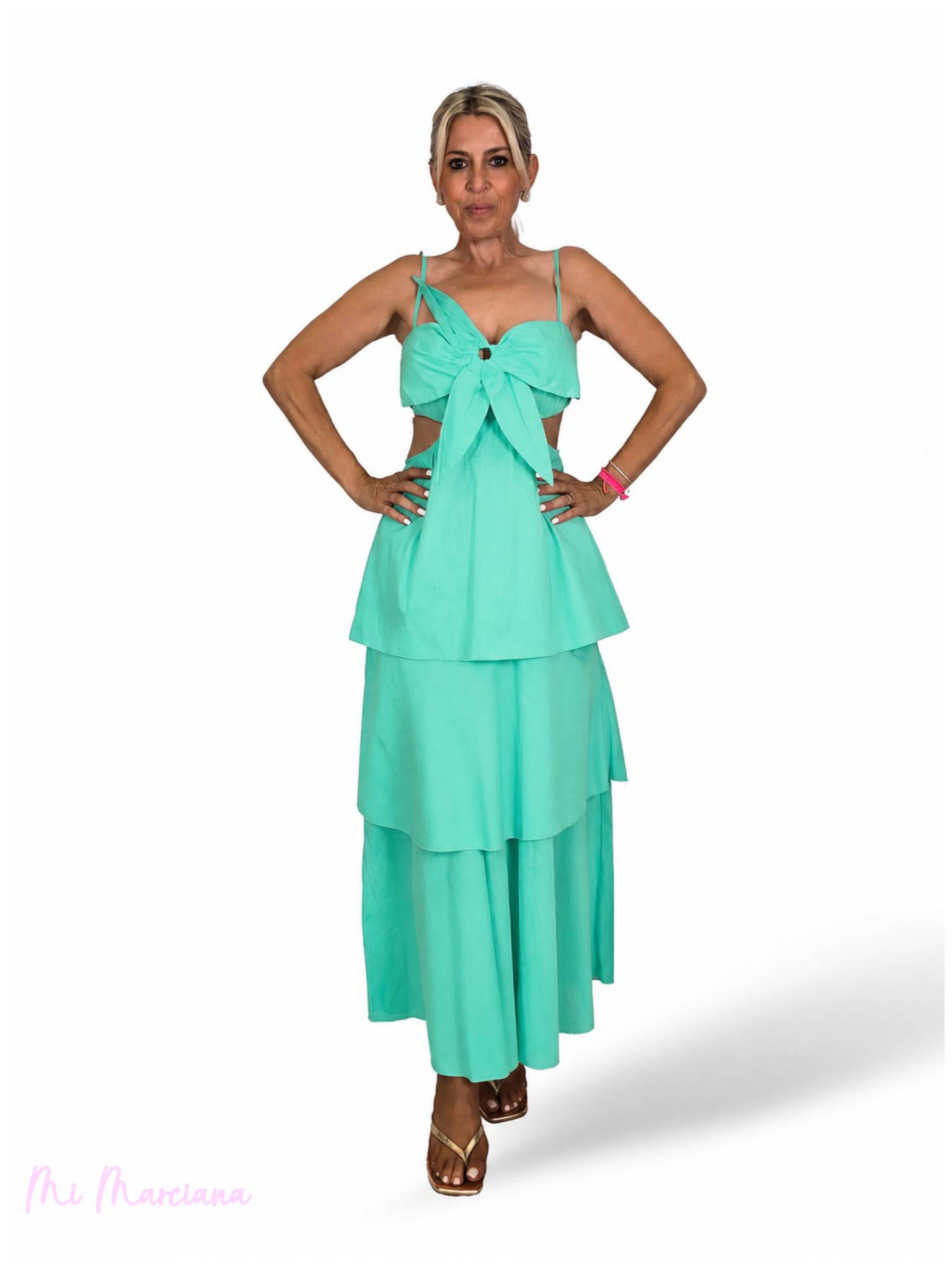 VESTIDO LONGO FLORAL COM FOLHO JOT