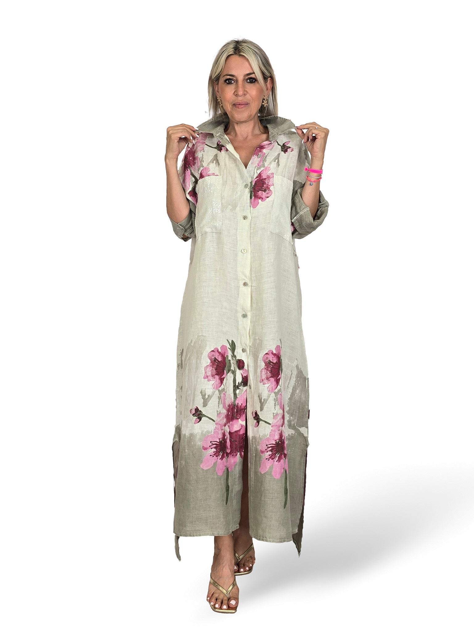 VESTIDO CAMISA DE LINHO ESTAMPADO