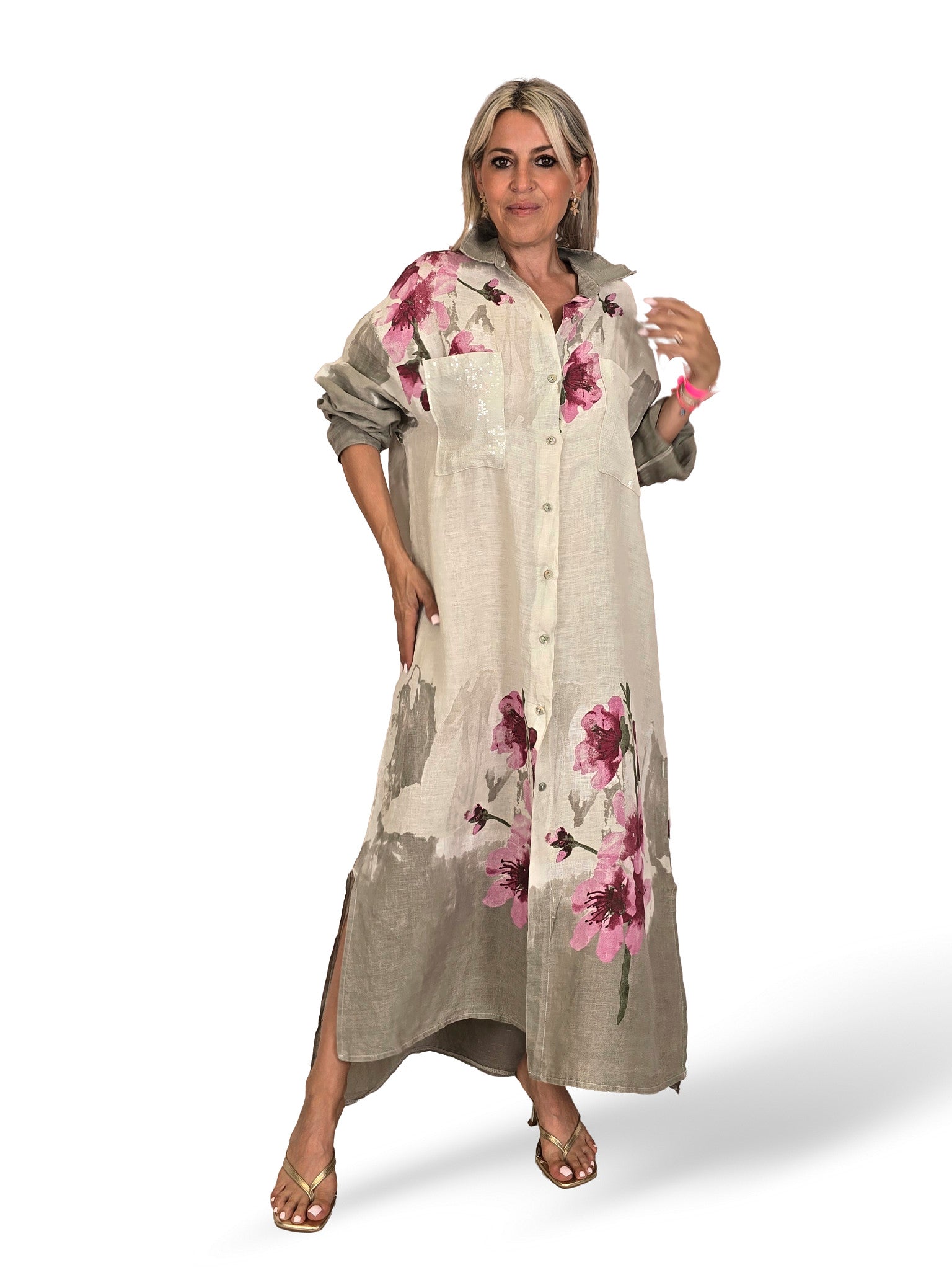 VESTIDO CAMISA DE LINHO ESTAMPADO