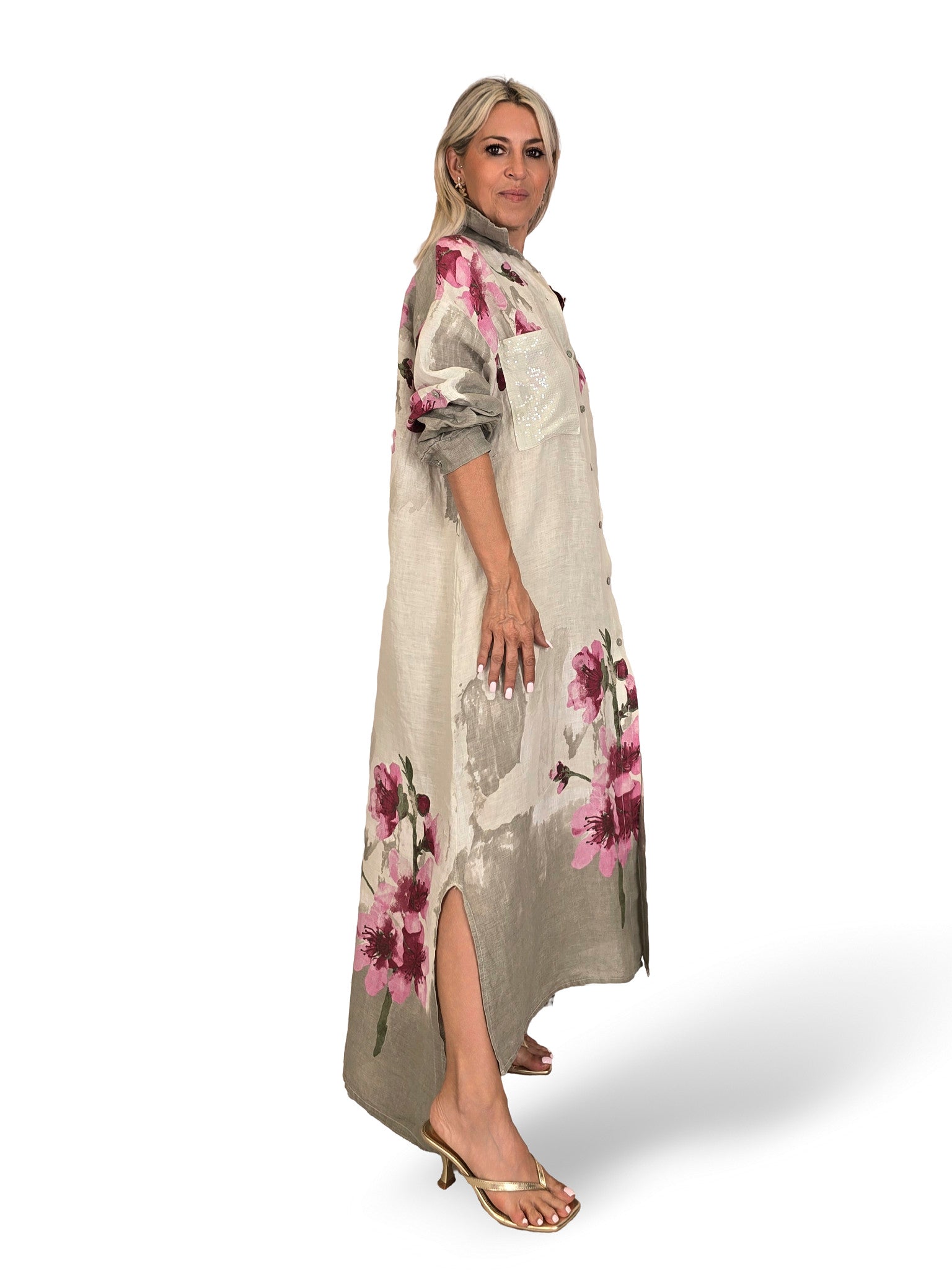 VESTIDO CAMISA DE LINHO ESTAMPADO