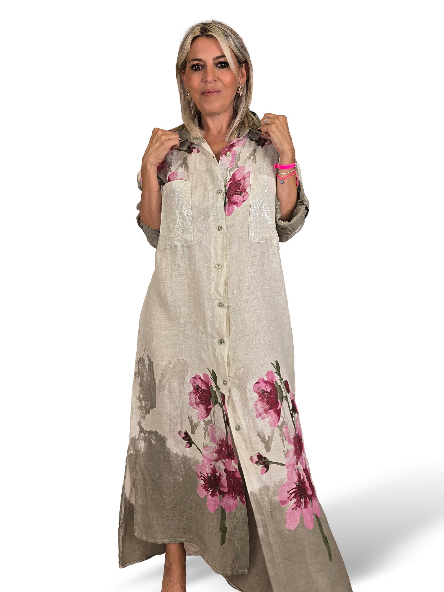 VESTIDO CAMISA DE LINHO ESTAMPADO