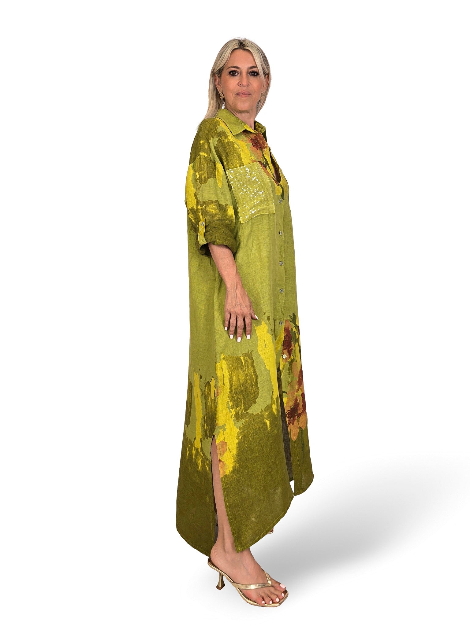 VESTIDO CAMISA DE LINHO ESTAMPADO