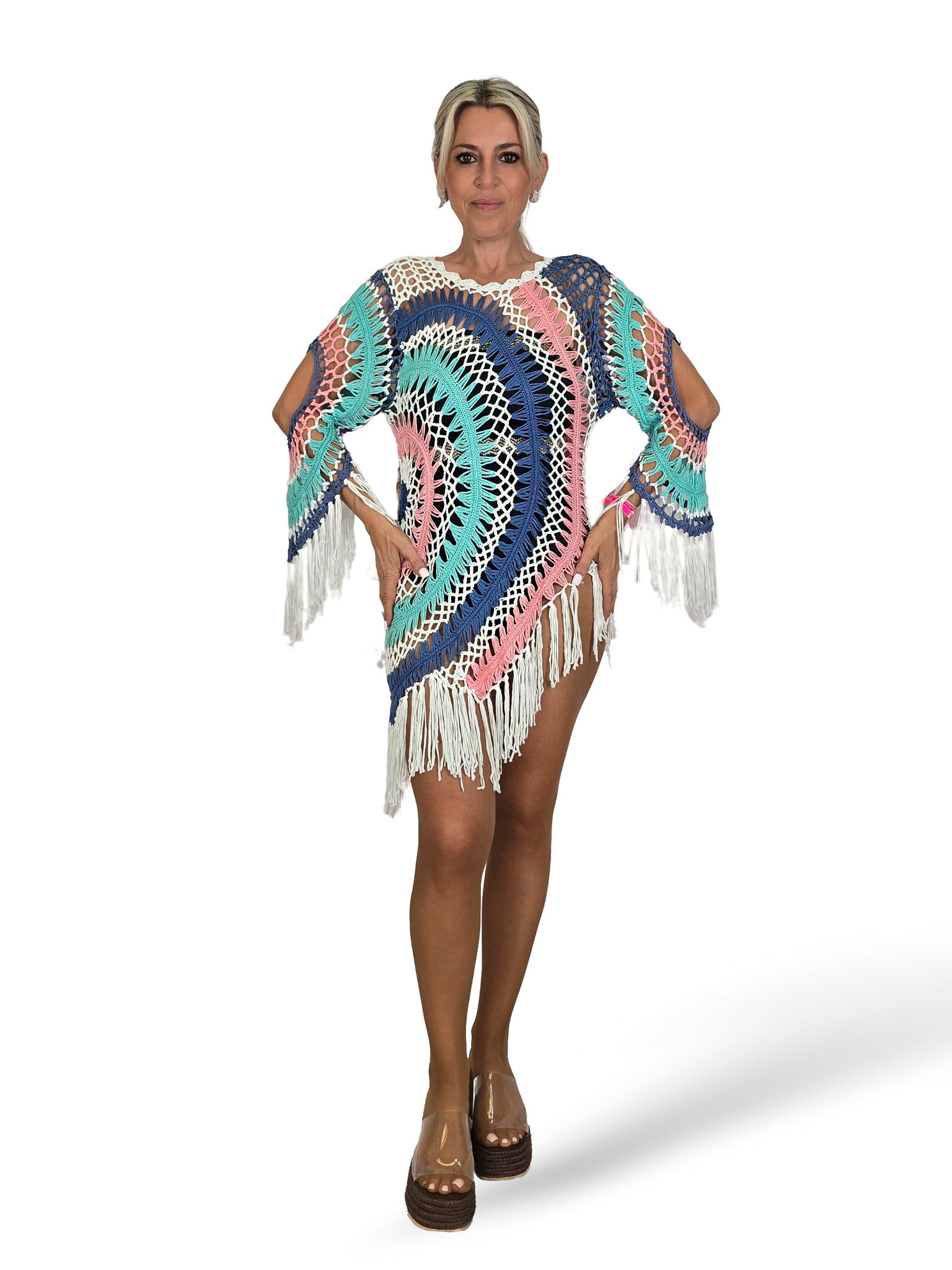 ASYMMETRISCHES SEITEN-HÄKELKLEID