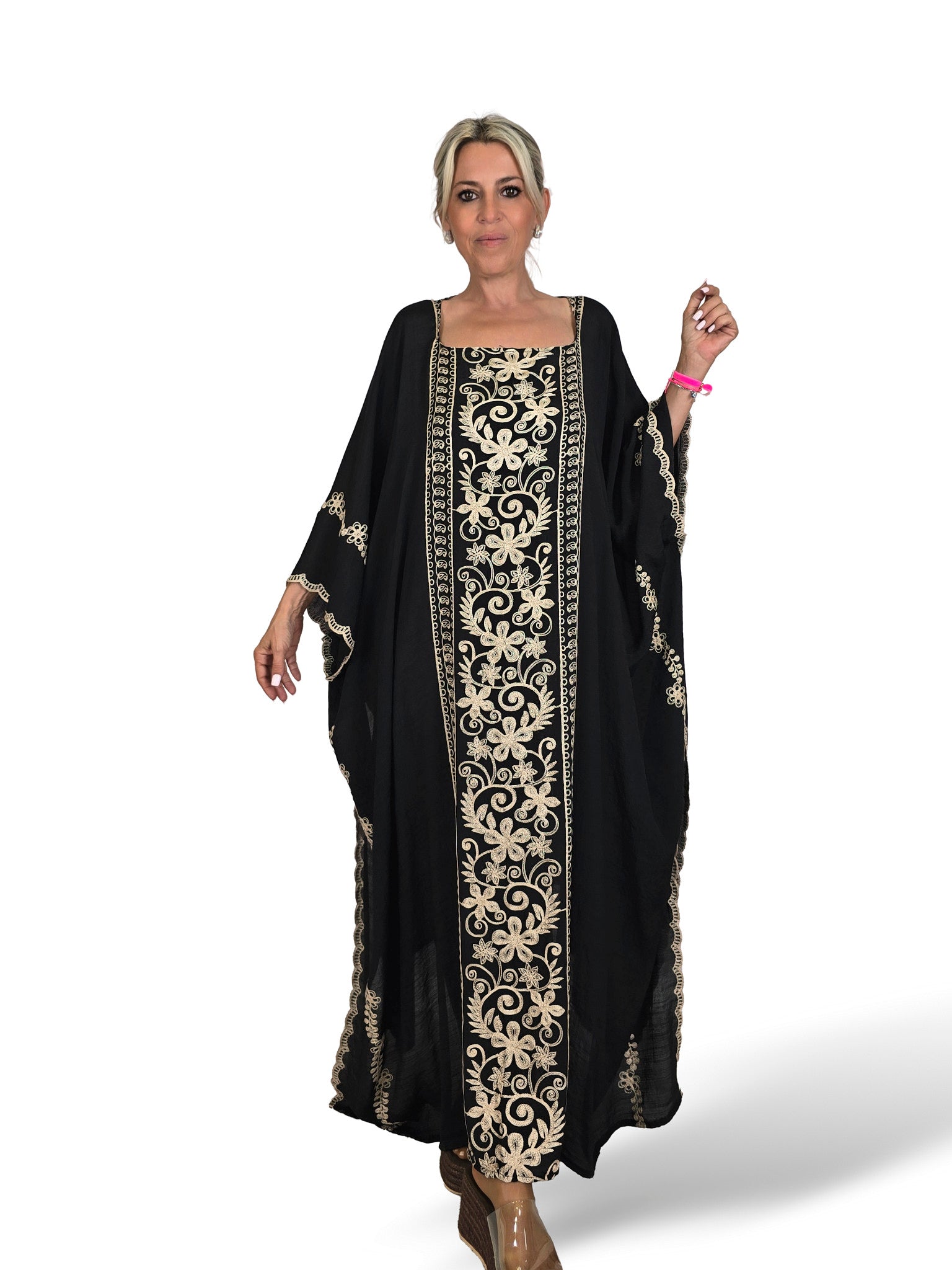 PONCHO KAFTAN LARGO BORDADO