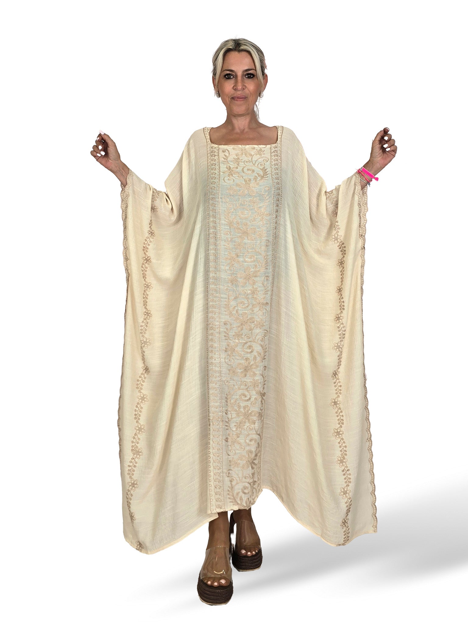 PONCHO KAFTAN LARGO BORDADO