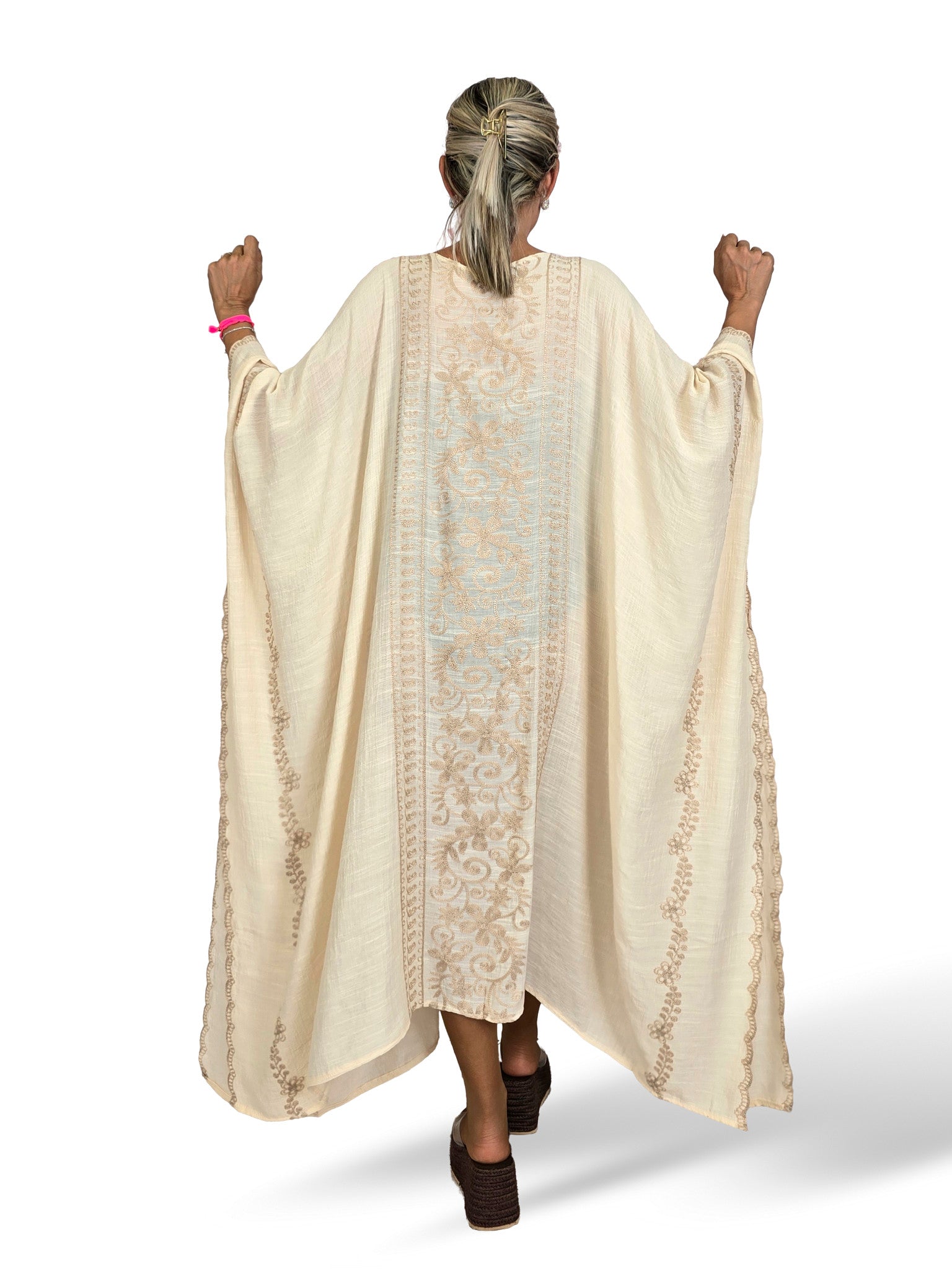 PONCHO KAFTAN LARGO BORDADO