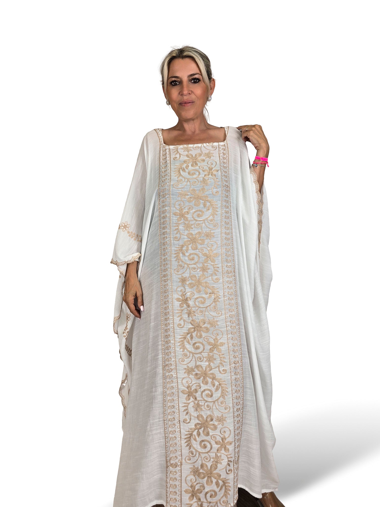 PONCHO KAFTAN LARGO BORDADO