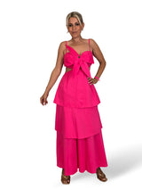 VESTIDO LONGO FLORAL COM FOLHO JOT
