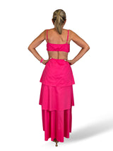 VESTIDO LONGO FLORAL COM FOLHO JOT