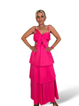 VESTIDO LONGO FLORAL COM FOLHO JOT