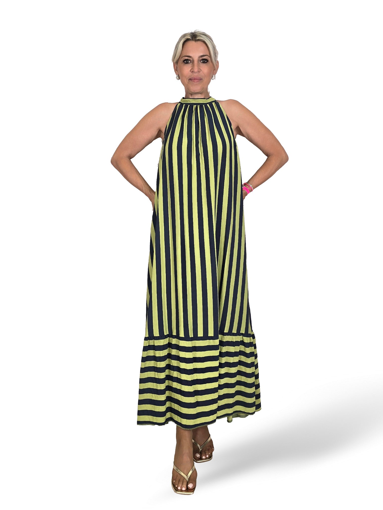 VESTIDO HALTER LAZADAS RAYAS