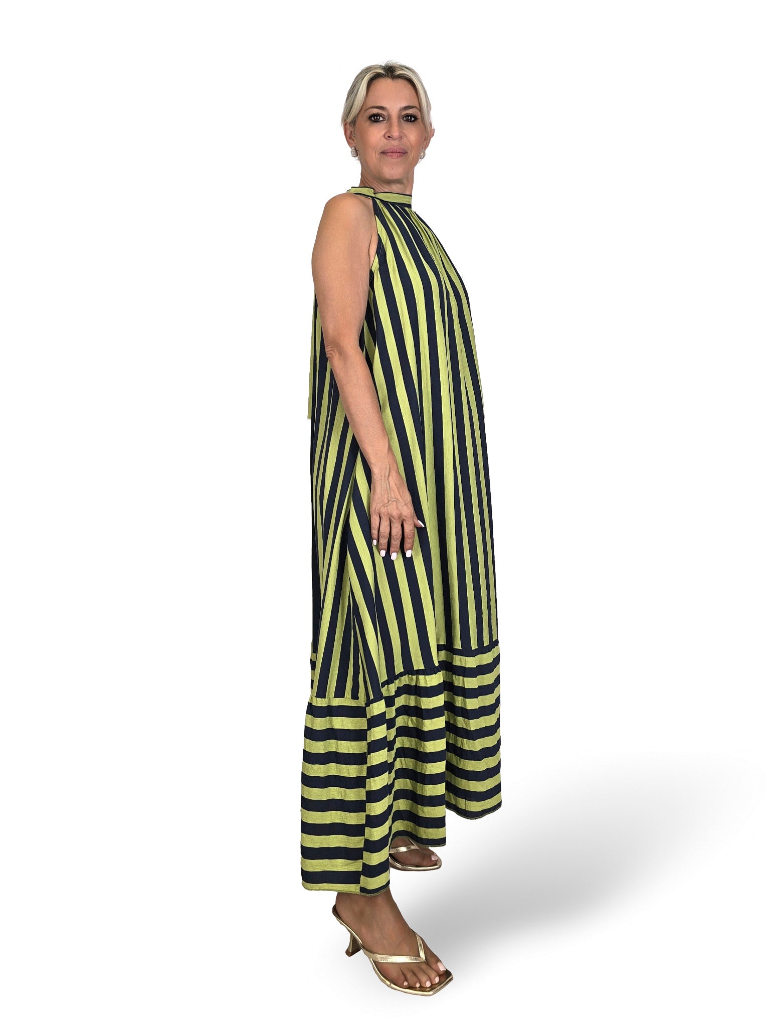 VESTIDO HALTER LAZADAS RAYAS