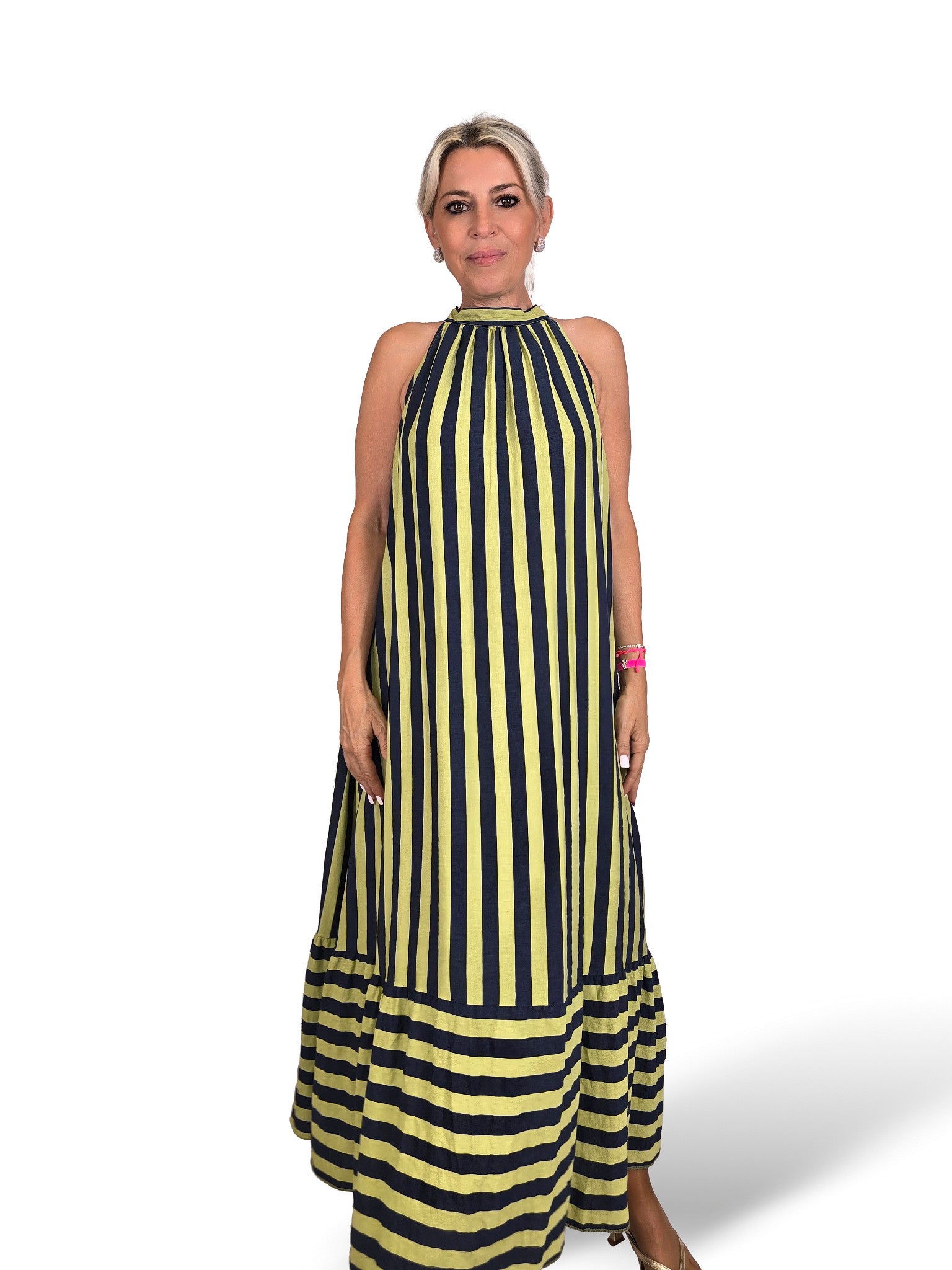 VESTIDO HALTER LAZADAS RAYAS