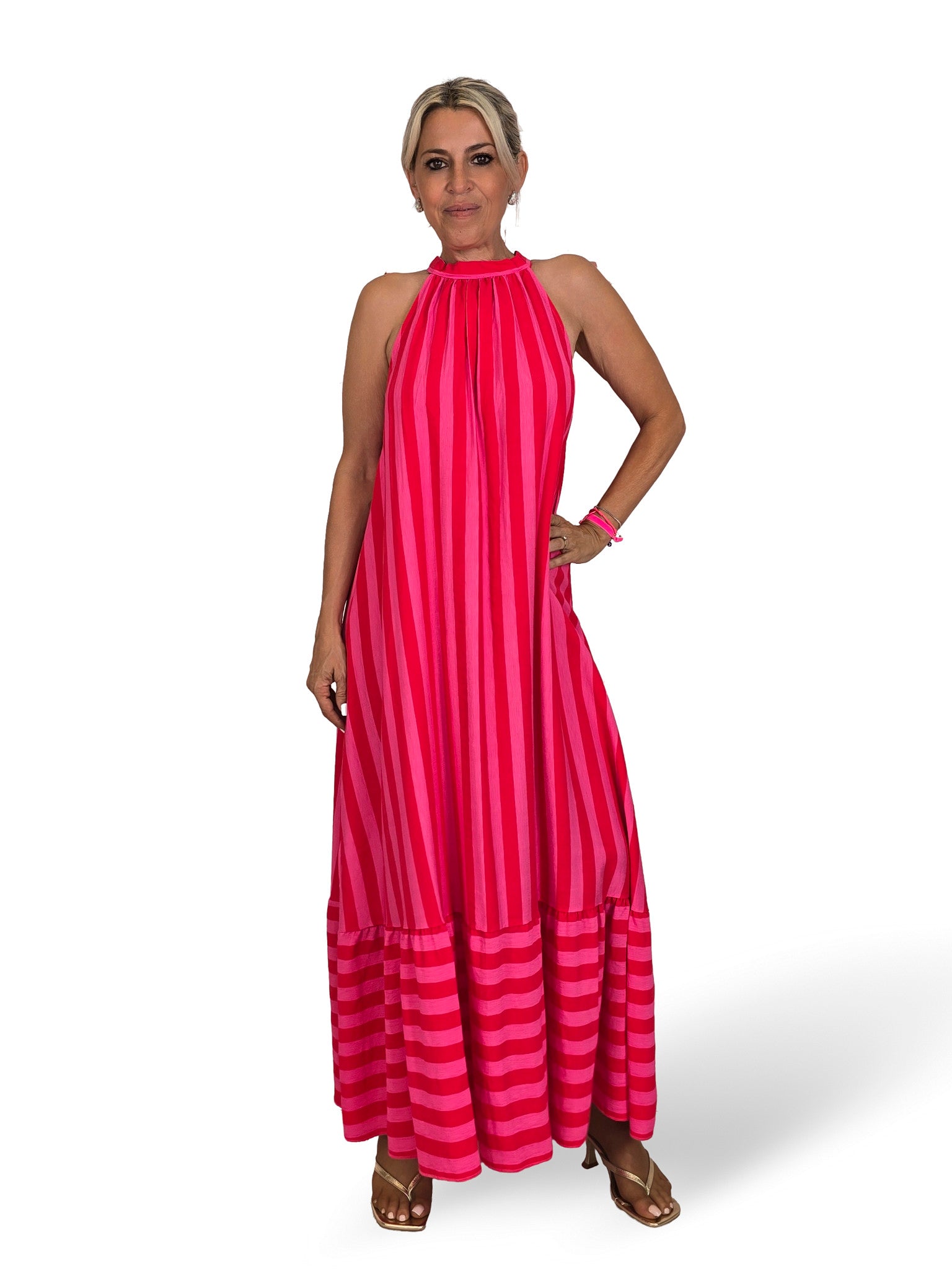 VESTIDO HALTER LAZADAS RAYAS