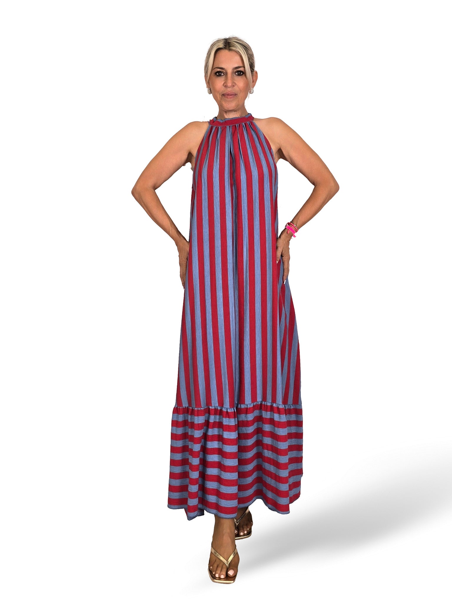 VESTIDO HALTER LAZADAS RAYAS
