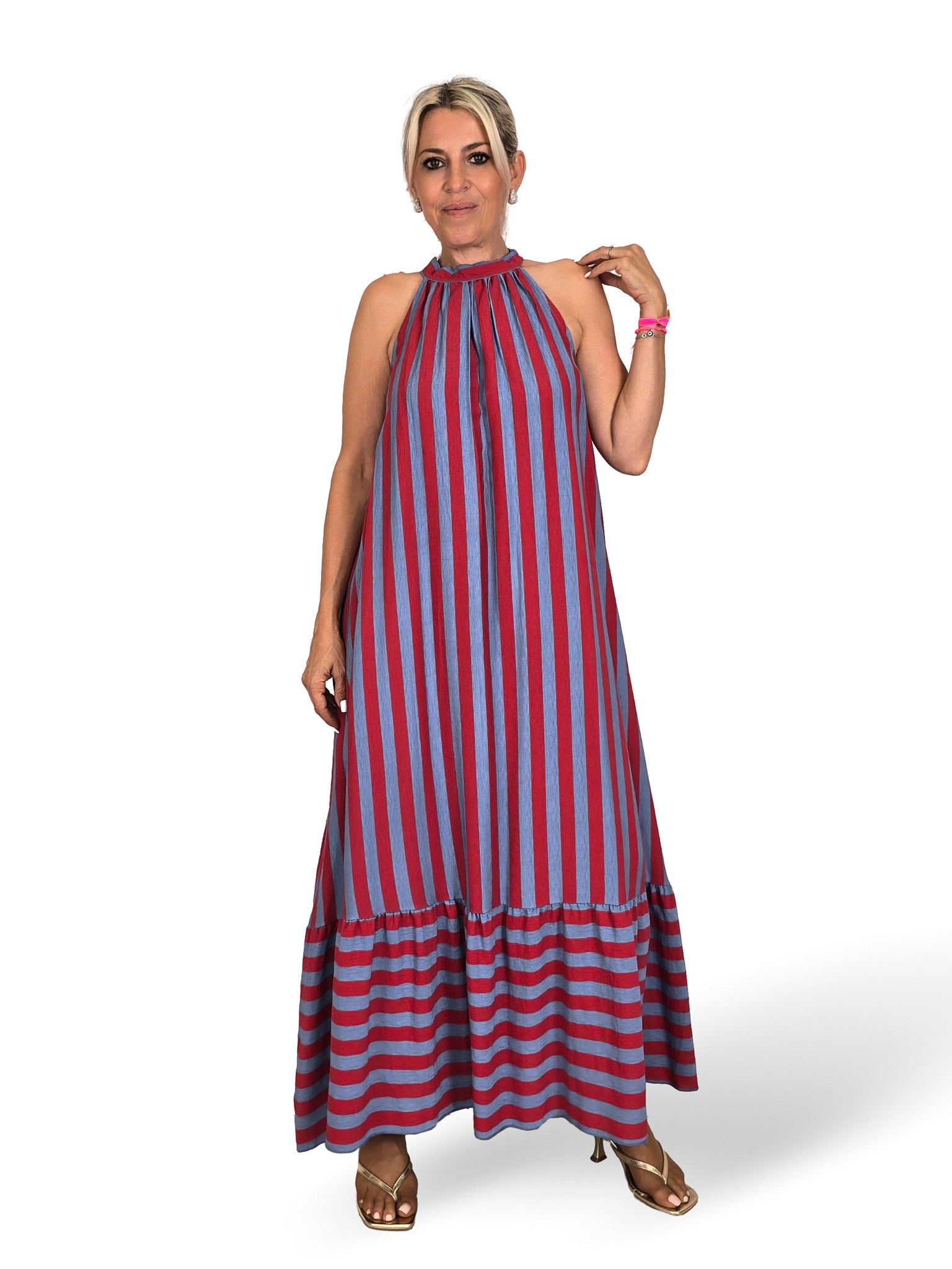 VESTIDO HALTER LAZADAS RAYAS
