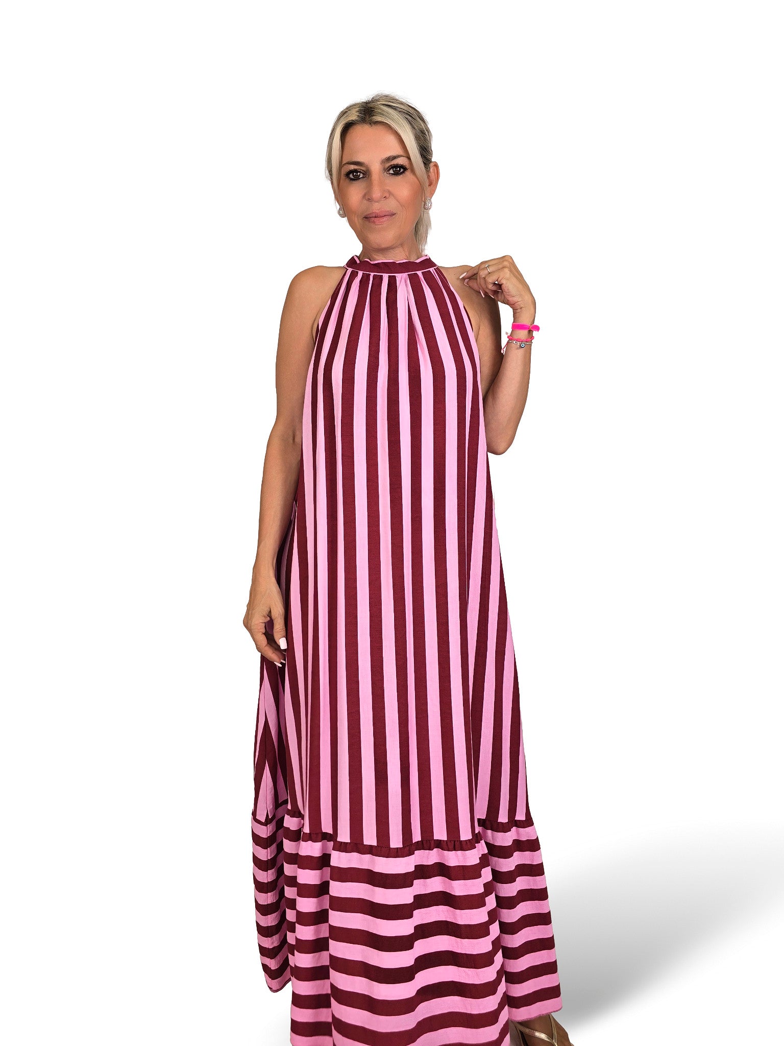 VESTIDO HALTER LAZADAS RAYAS