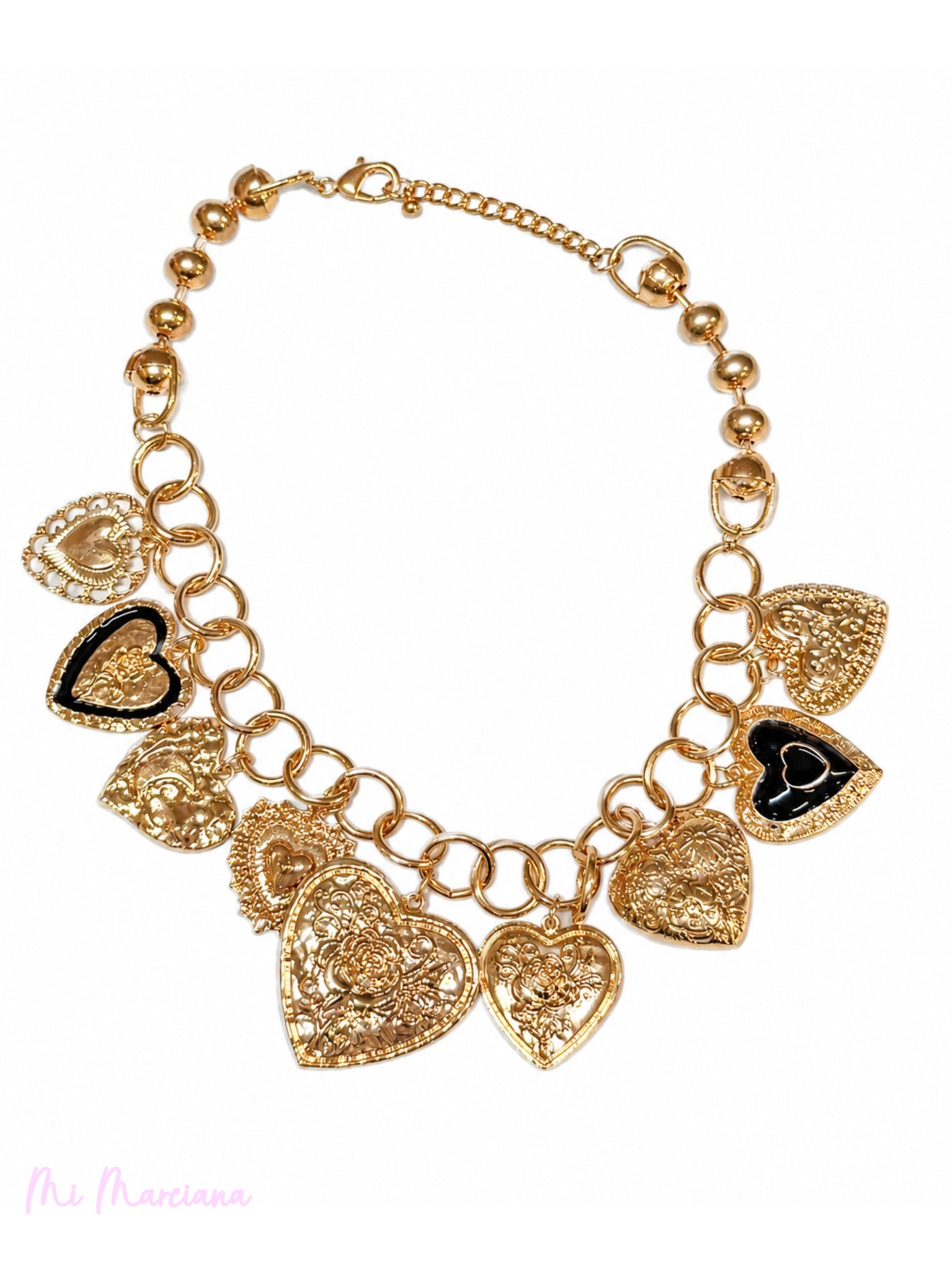 COLLIER CŒURS MÉTALLIQUES