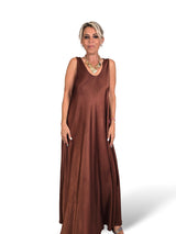 ROBE À LONGUES BRETELLES EN SATIN