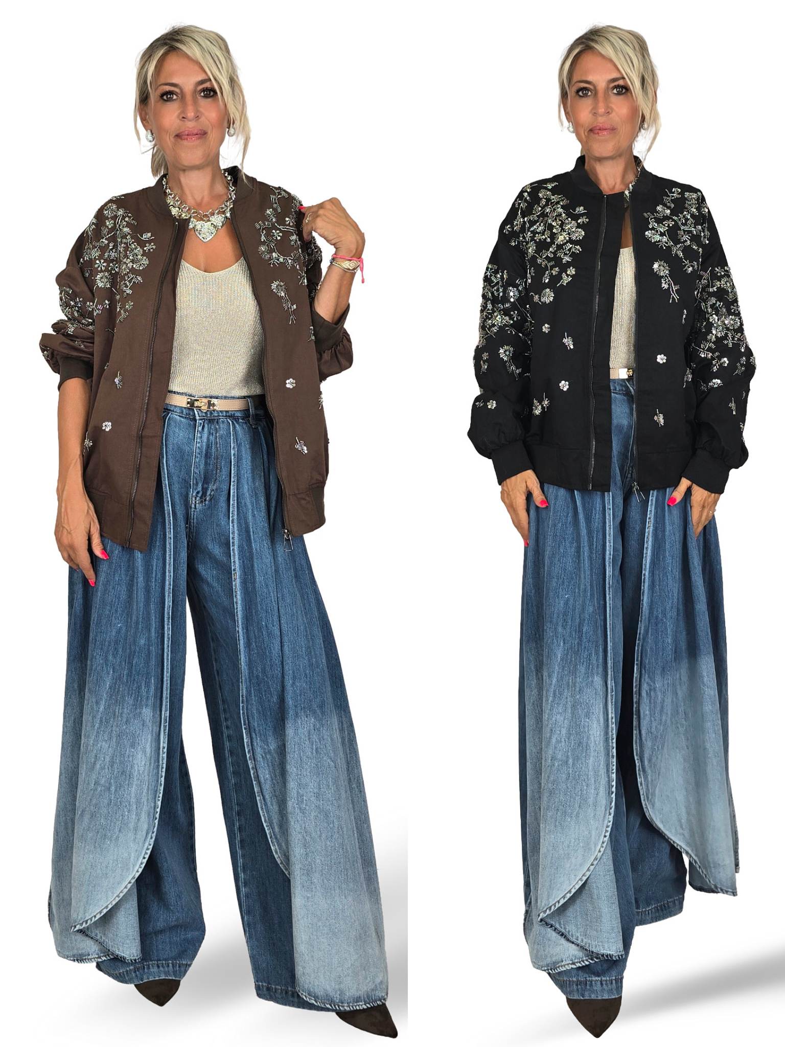 MAXI BOMBER FLOR LENTEJUELAS