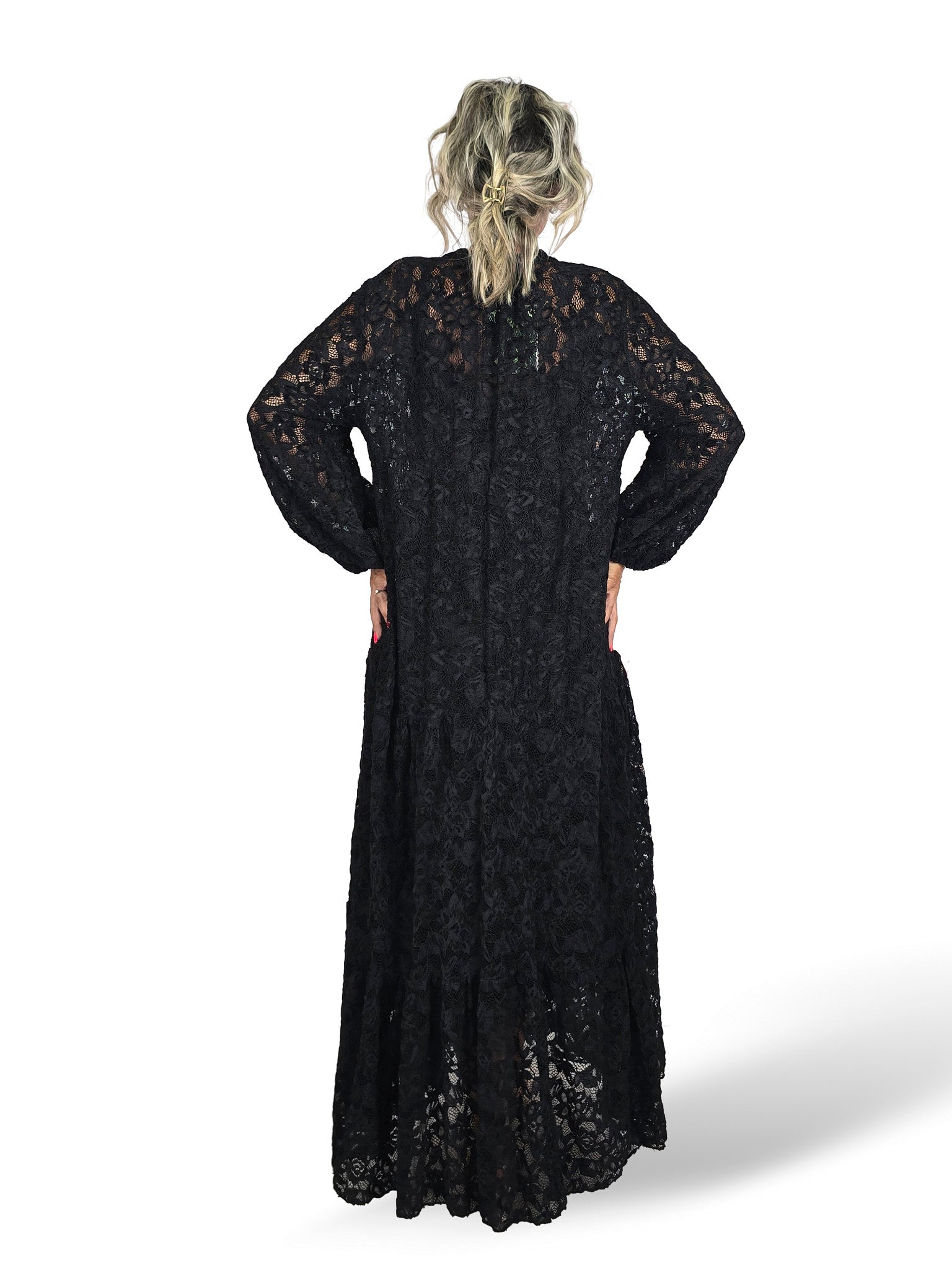 Abito lungo in pizzo stile Mao di Jot
