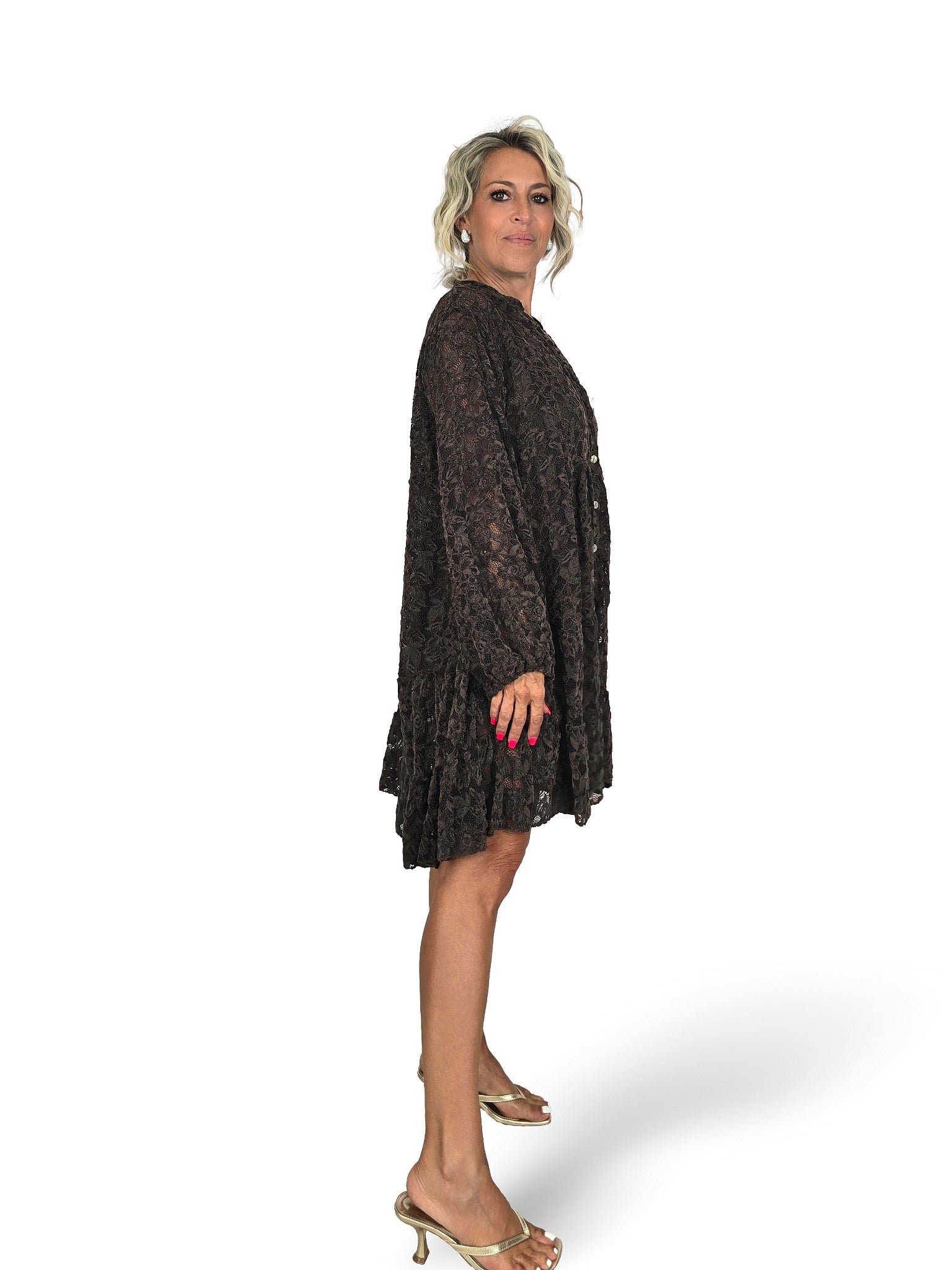Robe Mao courte en dentelle