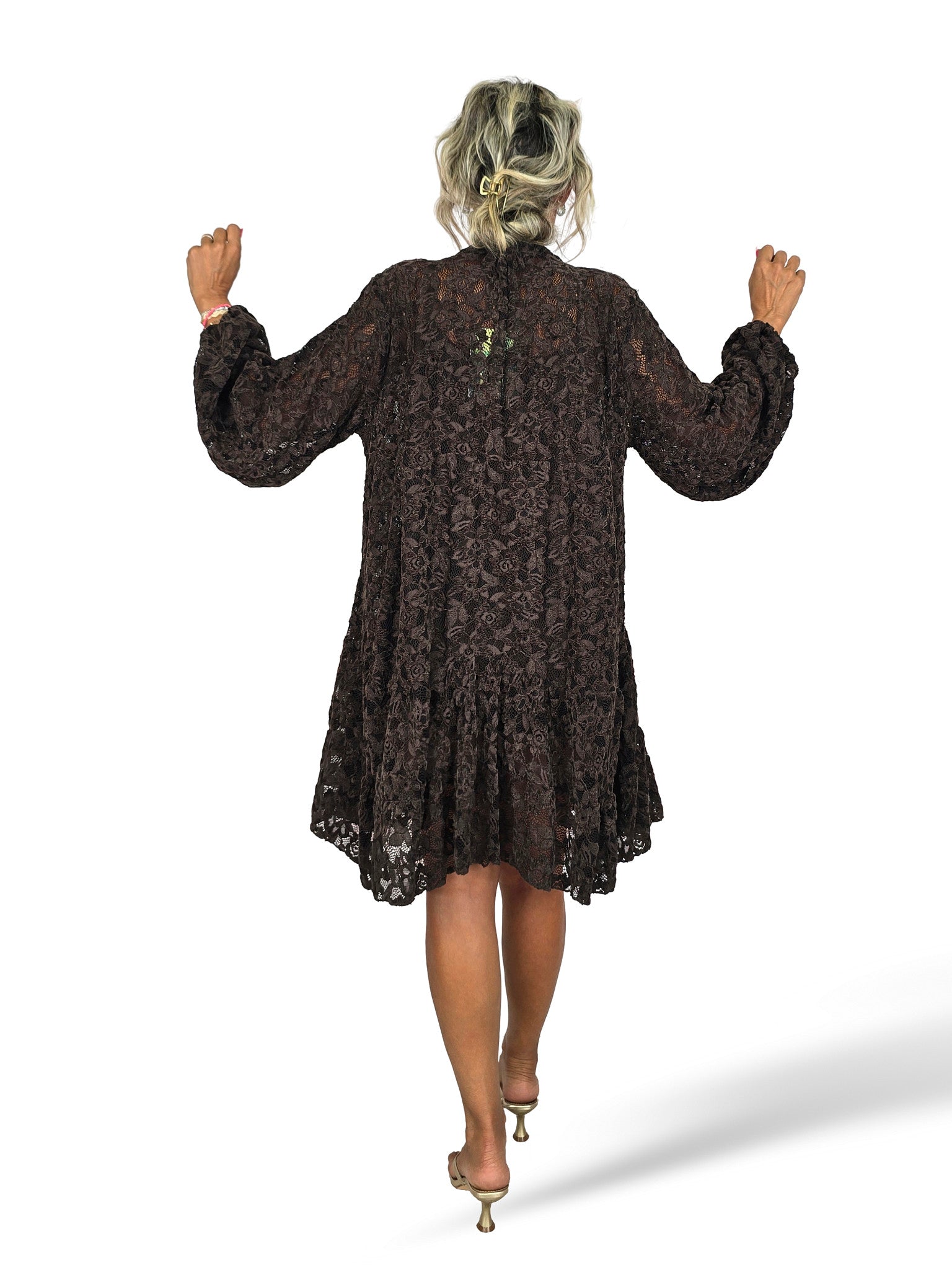 Robe Mao courte en dentelle