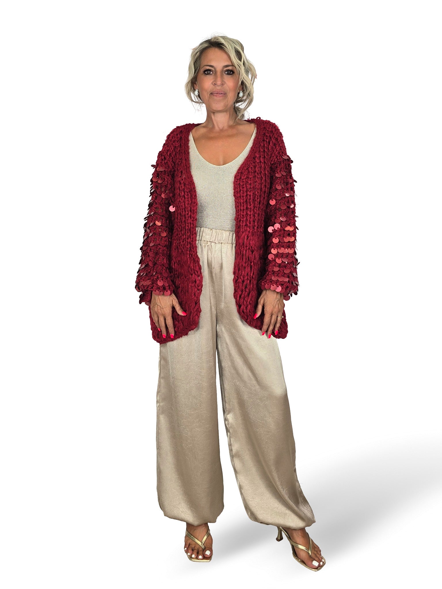 Grobstrickjacke mit Pailletten