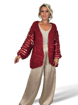 Grobstrickjacke mit Pailletten