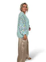 Grobstrickjacke mit Pailletten