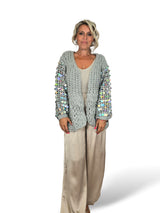 Grobstrickjacke mit Pailletten