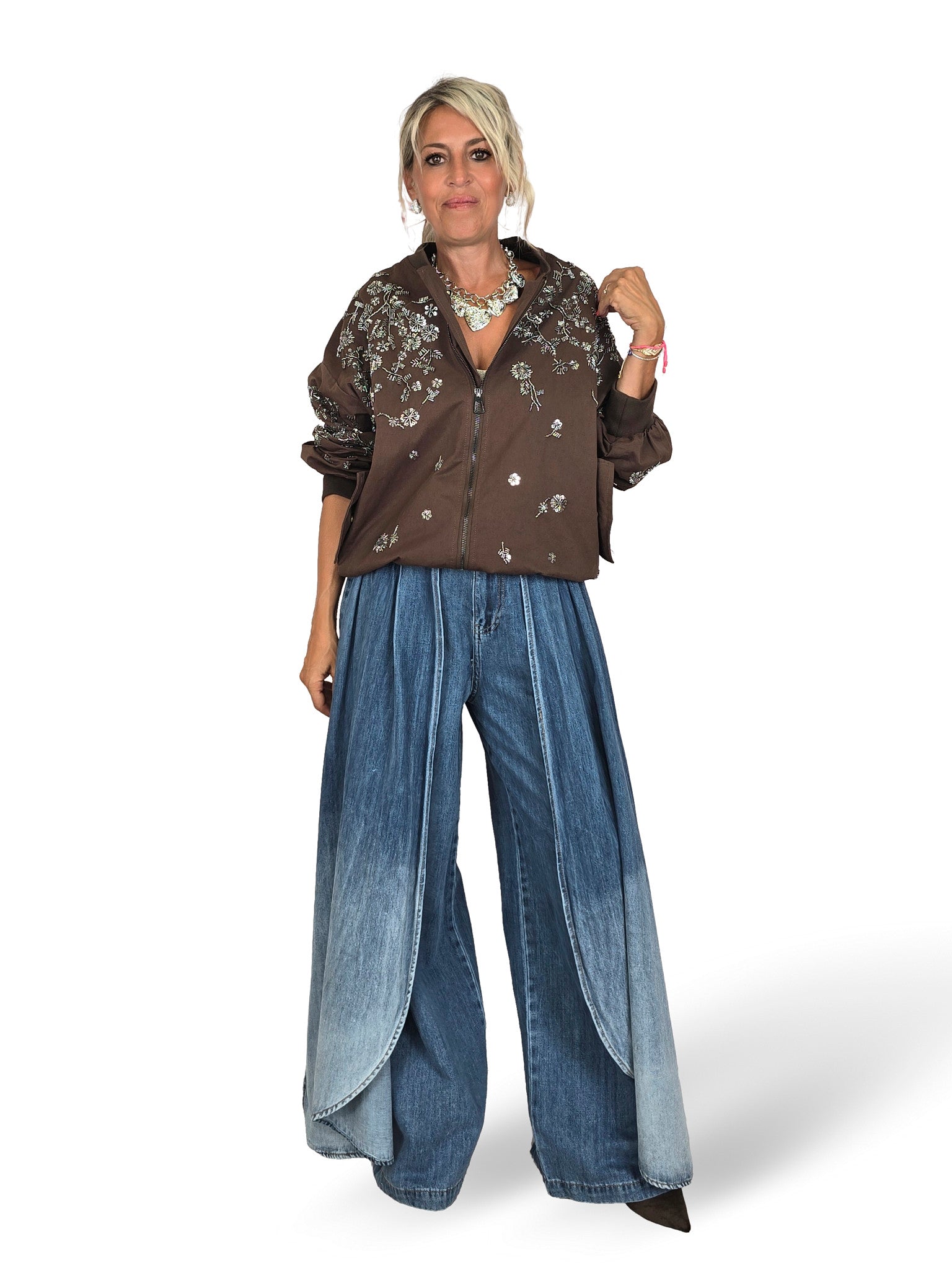 MAXI BOMBER FLOR LENTEJUELAS